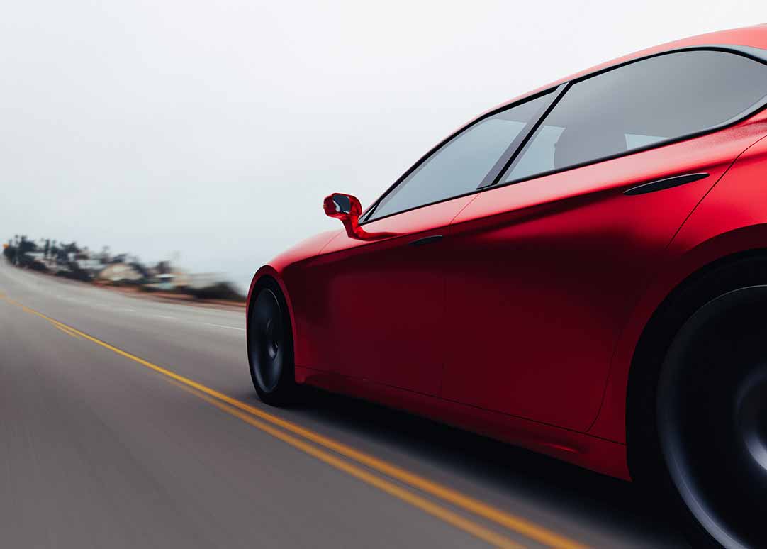 red car speeding