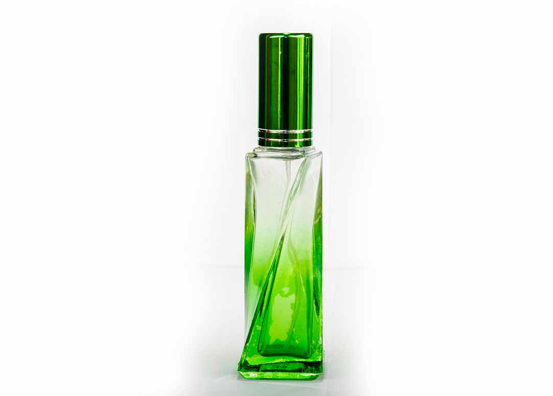 green perfume bottle