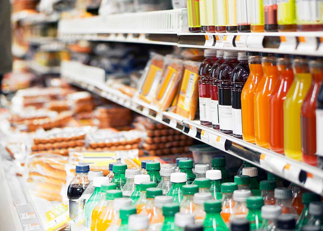 supermarket packaging bottles